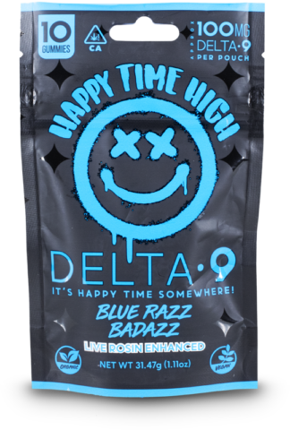 Happy Time High 10mg Delta 9 Gummy Blue Razz Badazz