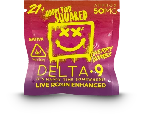 Happy Time Squared 50mg Delta 9 Gummy Cherry Bombz
