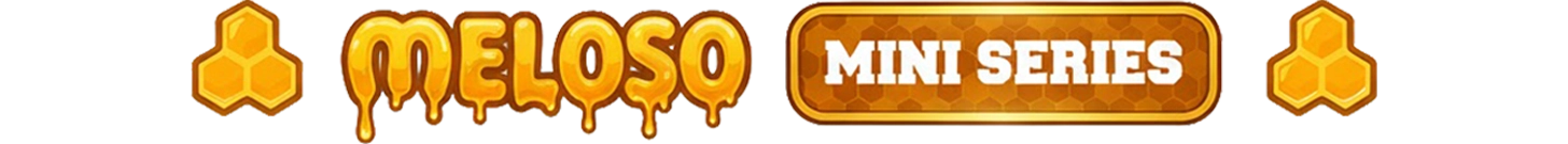 Meloso Mini Series banner featuring honeycomb icons and dripping golden text for the fruity Geek THC Mini Meloso flavor lineup.